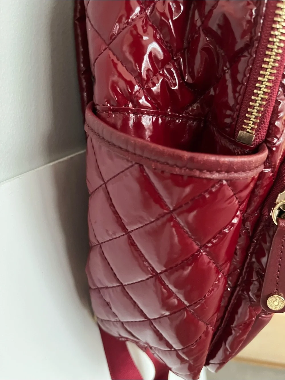 MZ Wallace Small Crosby Backpack in Cranberry Lacquer